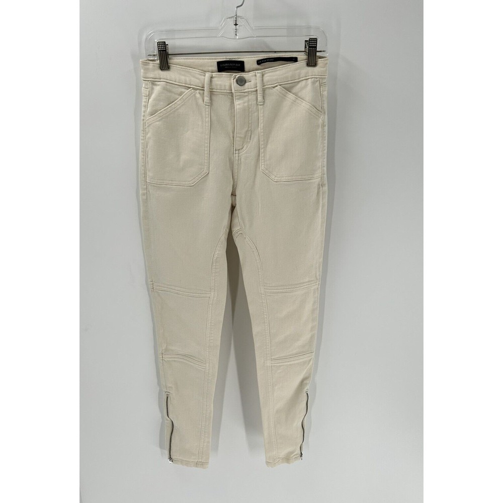 Women's Banana Republic Ivory Mid Rise Skinny Jeans Size 27